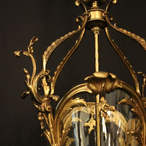 FRENCH GILDED BRONZE FOUR LIGHT ANTIQUE HALL LANTERN - ADDITIONAL PHOTO 8