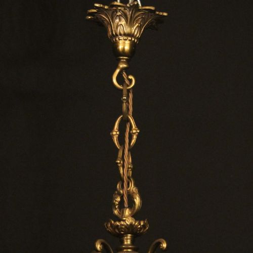 FRENCH GILDED BRONZE FOUR LIGHT ANTIQUE HALL LANTERN - ADDITIONAL PHOTO 9