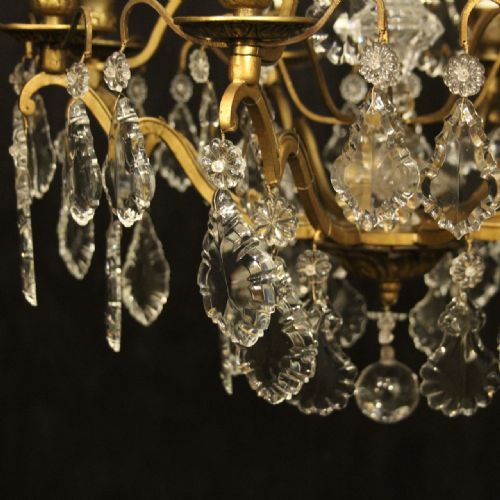 FRENCH GILDED 8 LIGHT ANTIQUE CRYSTAL CHANDELIER - ADDITIONAL PHOTO 3