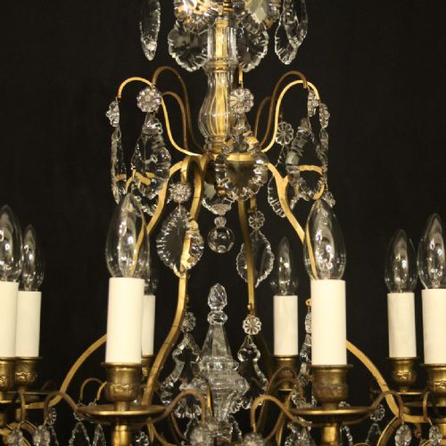 FRENCH GILDED 8 LIGHT ANTIQUE CRYSTAL CHANDELIER - ADDITIONAL PHOTO 7