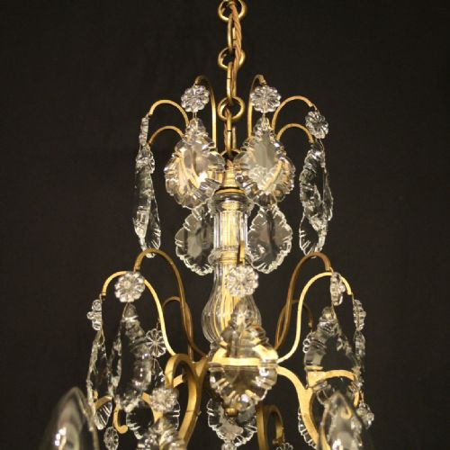 FRENCH GILDED 8 LIGHT ANTIQUE CRYSTAL CHANDELIER - ADDITIONAL PHOTO 8