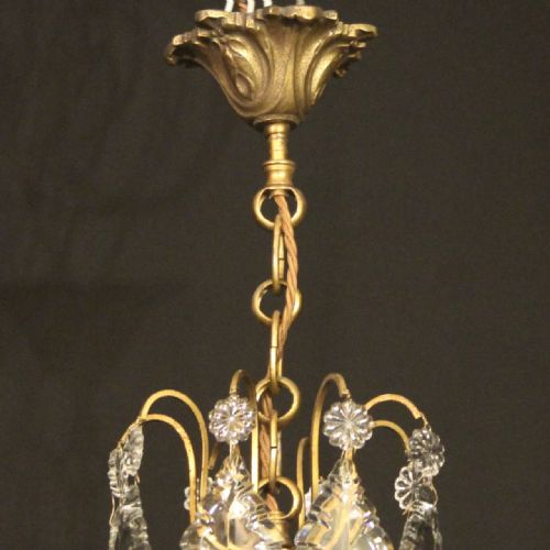 FRENCH GILDED 8 LIGHT ANTIQUE CRYSTAL CHANDELIER - ADDITIONAL PHOTO 9
