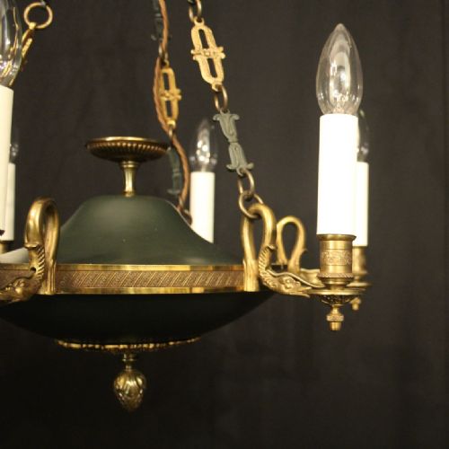 FRENCH EMPIRE 6 LIGHT GILDED ANTIQUE CHANDELIER - ADDITIONAL PHOTO 3