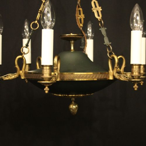 FRENCH EMPIRE 6 LIGHT GILDED ANTIQUE CHANDELIER - ADDITIONAL PHOTO 4