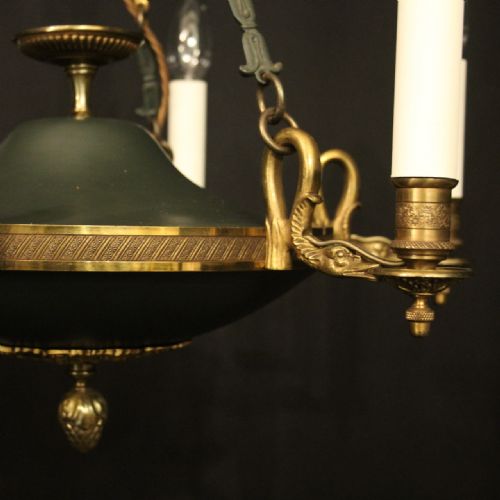 FRENCH EMPIRE 6 LIGHT GILDED ANTIQUE CHANDELIER - ADDITIONAL PHOTO 5