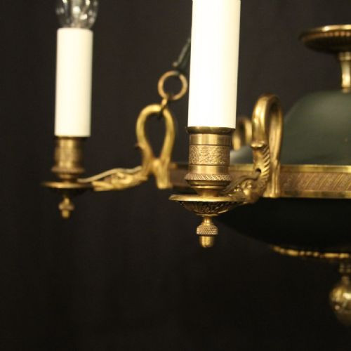 FRENCH EMPIRE 6 LIGHT GILDED ANTIQUE CHANDELIER - ADDITIONAL PHOTO 6