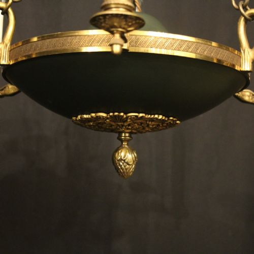 FRENCH EMPIRE 6 LIGHT GILDED ANTIQUE CHANDELIER - ADDITIONAL PHOTO 7