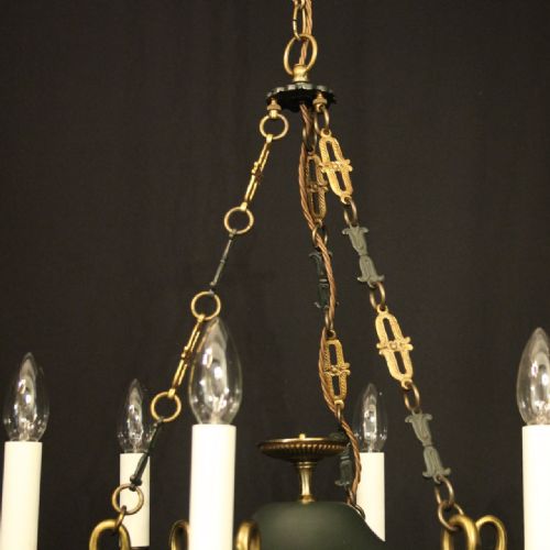 FRENCH EMPIRE 6 LIGHT GILDED ANTIQUE CHANDELIER - ADDITIONAL PHOTO 8