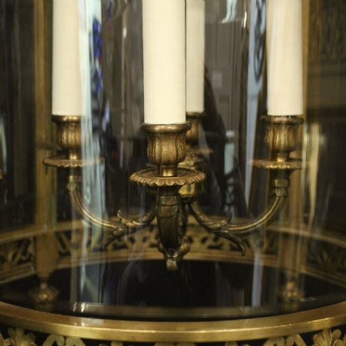 FRENCH GILDED BRONZE FOUR LIGHT HALL LANTERN - ADDITIONAL PHOTO 2