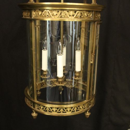 FRENCH GILDED BRONZE FOUR LIGHT HALL LANTERN - ADDITIONAL PHOTO 3