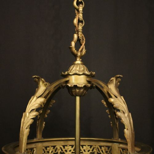 FRENCH GILDED BRONZE FOUR LIGHT HALL LANTERN - ADDITIONAL PHOTO 4