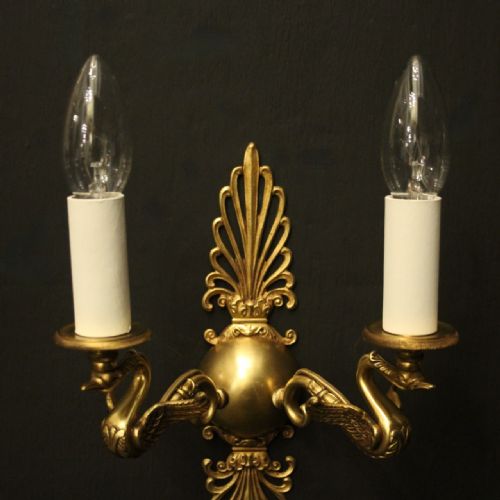 FRENCH PAIR OF EMPIRE GILDED ANTIQUE WALL LIGHTS - ADDITIONAL PHOTO 3