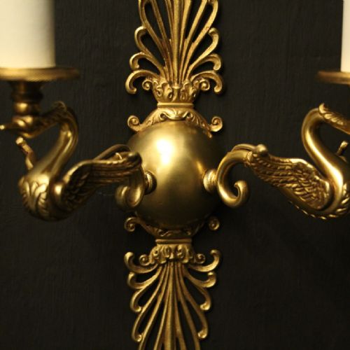 FRENCH PAIR OF EMPIRE GILDED ANTIQUE WALL LIGHTS - ADDITIONAL PHOTO 4