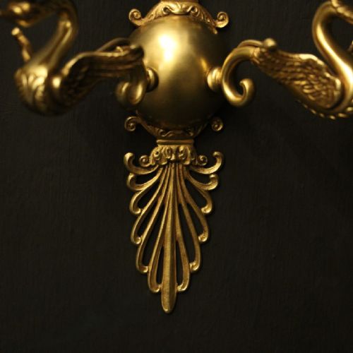FRENCH PAIR OF EMPIRE GILDED ANTIQUE WALL LIGHTS - ADDITIONAL PHOTO 5