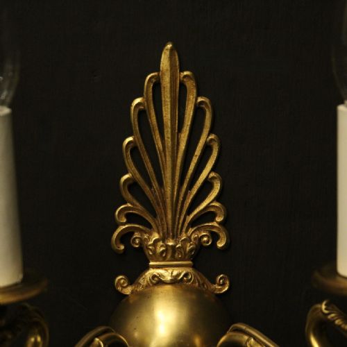 FRENCH PAIR OF EMPIRE GILDED ANTIQUE WALL LIGHTS - ADDITIONAL PHOTO 6