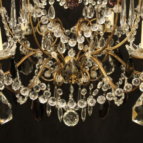 FRENCH GILDED CRYSTAL 6 LIGHT ANTIQUE CHANDELIER - ADDITIONAL PHOTO 5