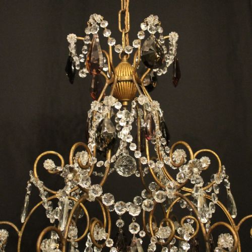 FRENCH GILDED CRYSTAL 6 LIGHT ANTIQUE CHANDELIER - ADDITIONAL PHOTO 6