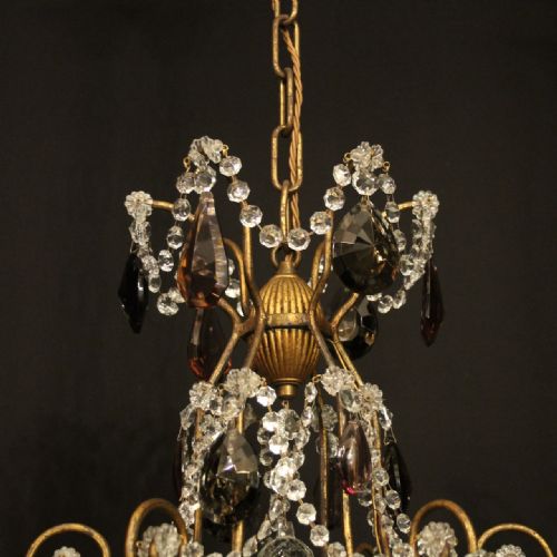 FRENCH GILDED CRYSTAL 6 LIGHT ANTIQUE CHANDELIER - ADDITIONAL PHOTO 7