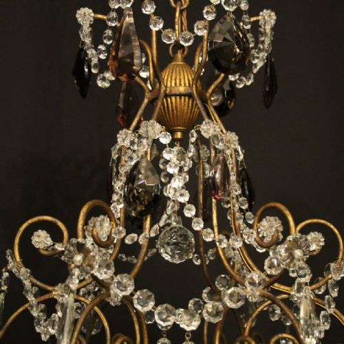 FRENCH GILDED CRYSTAL 6 LIGHT ANTIQUE CHANDELIER - ADDITIONAL PHOTO 8