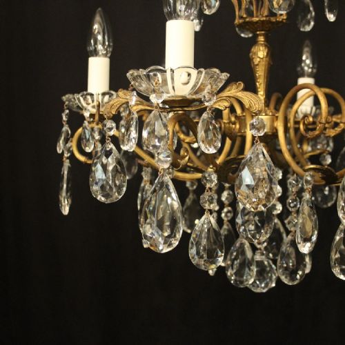 FRENCH GILDED CRYSTAL 6 LIGHT ANTIQUE CHANDELIER - ADDITIONAL PHOTO 1