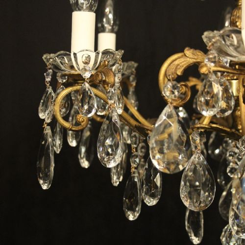 FRENCH GILDED CRYSTAL 6 LIGHT ANTIQUE CHANDELIER - ADDITIONAL PHOTO 3