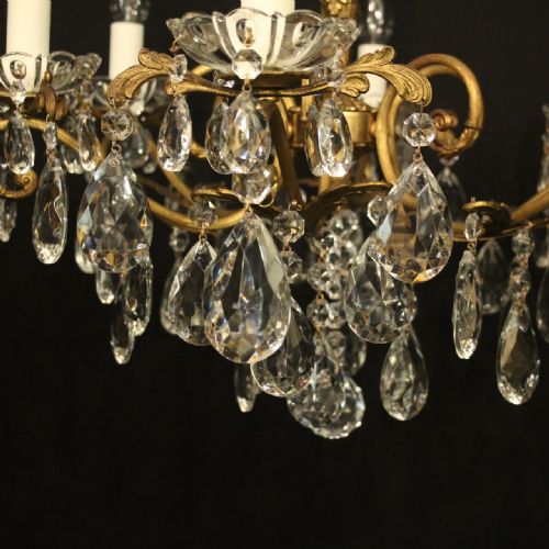FRENCH GILDED CRYSTAL 6 LIGHT ANTIQUE CHANDELIER - ADDITIONAL PHOTO 5