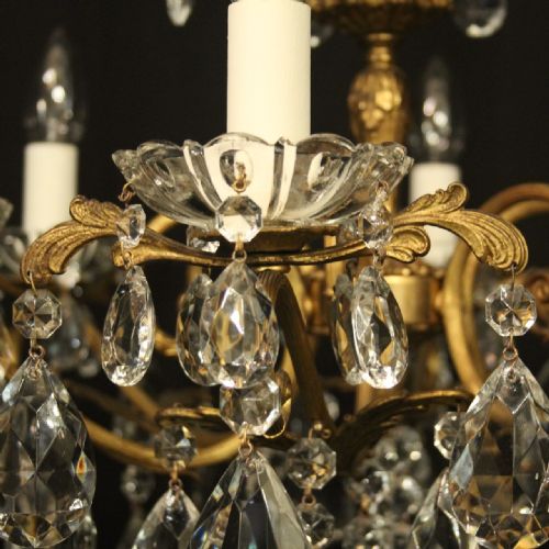 FRENCH GILDED CRYSTAL 6 LIGHT ANTIQUE CHANDELIER - ADDITIONAL PHOTO 6