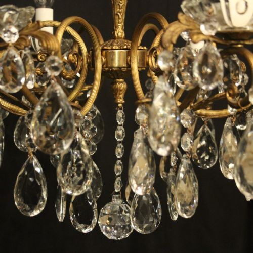 FRENCH GILDED CRYSTAL 6 LIGHT ANTIQUE CHANDELIER - ADDITIONAL PHOTO 7