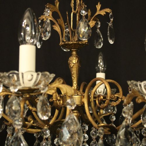 FRENCH GILDED CRYSTAL 6 LIGHT ANTIQUE CHANDELIER - ADDITIONAL PHOTO 8