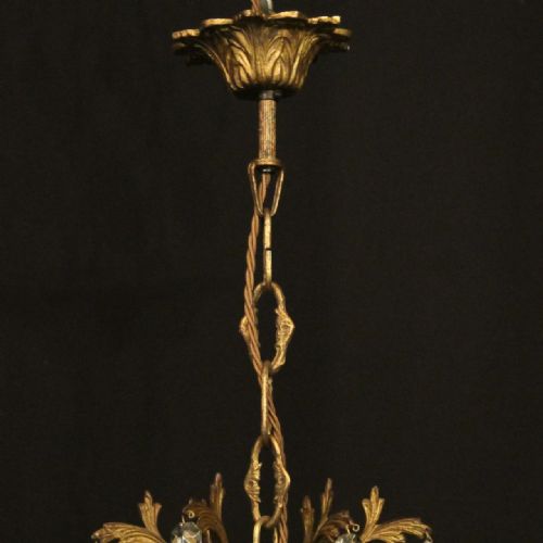 FRENCH GILDED CRYSTAL 6 LIGHT ANTIQUE CHANDELIER - ADDITIONAL PHOTO 9