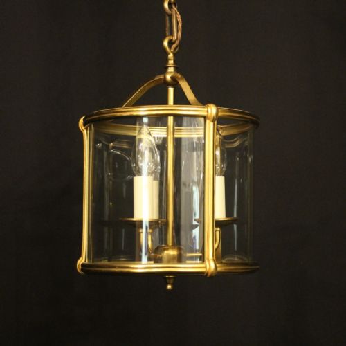 french gilded bronze convex hall lantern - CATEGORY: ANTIQUE LIGHTING - DATED 1930