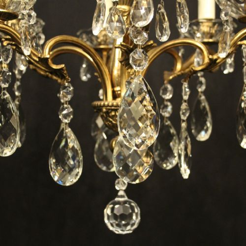 FRENCH GILDED CRYSTAL 6 LIGHT ANTIQUE CHANDELIER - ADDITIONAL PHOTO 2