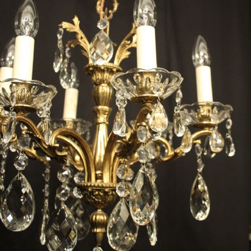 FRENCH GILDED CRYSTAL 6 LIGHT ANTIQUE CHANDELIER - ADDITIONAL PHOTO 3