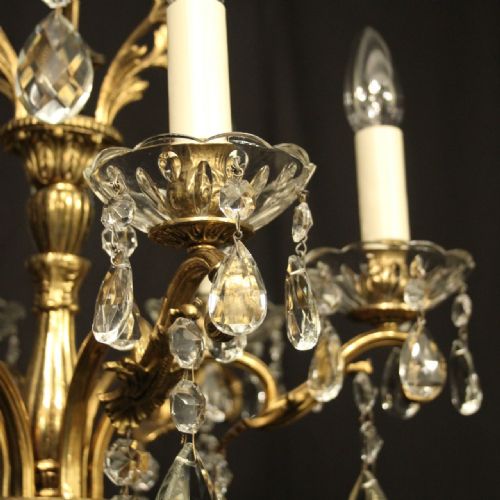 FRENCH GILDED CRYSTAL 6 LIGHT ANTIQUE CHANDELIER - ADDITIONAL PHOTO 4