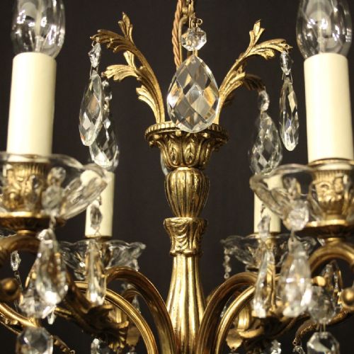 FRENCH GILDED CRYSTAL 6 LIGHT ANTIQUE CHANDELIER - ADDITIONAL PHOTO 5