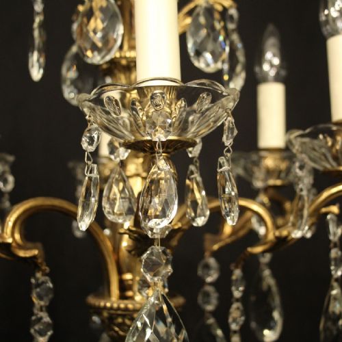 FRENCH GILDED CRYSTAL 6 LIGHT ANTIQUE CHANDELIER - ADDITIONAL PHOTO 7