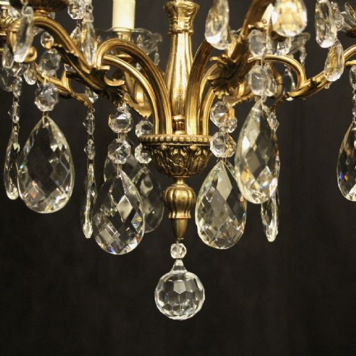 FRENCH GILDED CRYSTAL 6 LIGHT ANTIQUE CHANDELIER - ADDITIONAL PHOTO 8