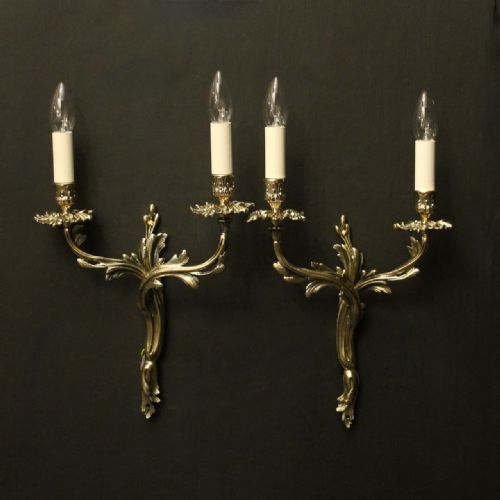 french of twin arm brass antique wall lights - CATEGORY: ANTIQUE LIGHTING - DATED 1920