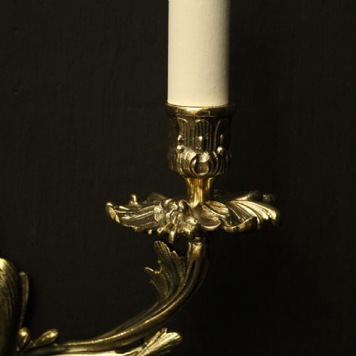 FRENCH OF TWIN ARM BRASS ANTIQUE WALL LIGHTS - ADDITIONAL PHOTO 3