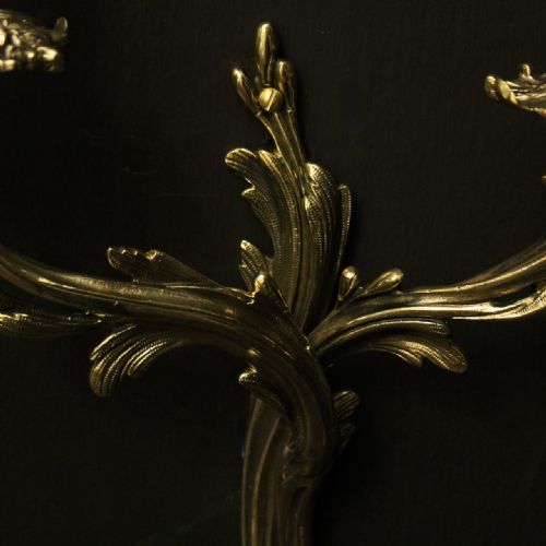 FRENCH OF TWIN ARM BRASS ANTIQUE WALL LIGHTS - ADDITIONAL PHOTO 7