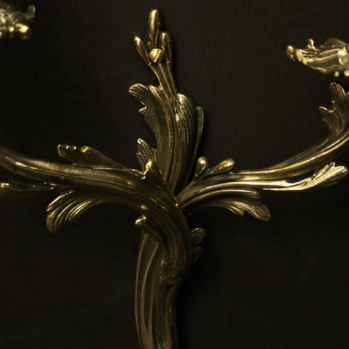 FRENCH OF TWIN ARM BRASS ANTIQUE WALL LIGHTS - ADDITIONAL PHOTO 8