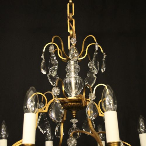 FRENCH GILDED 8 LIGHT ANTIQUE CRYSTAL CHANDELIER - ADDITIONAL PHOTO 8