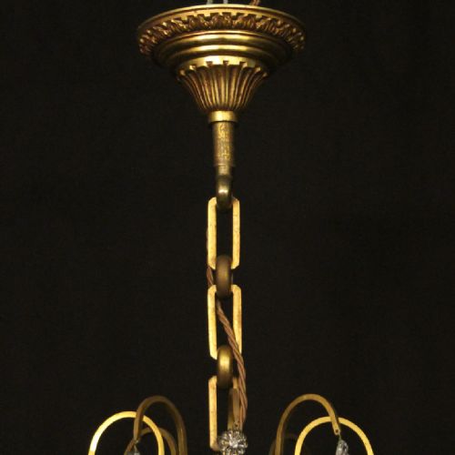 FRENCH GILDED 8 LIGHT ANTIQUE CRYSTAL CHANDELIER - ADDITIONAL PHOTO 9