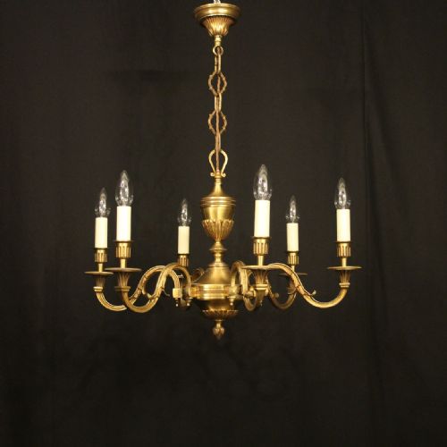 FRENCH GILDED BRONZE 6 LIGHT ANTIQUE CHANDELIER - ADDITIONAL PHOTO 1