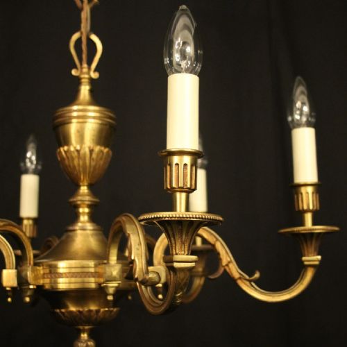 FRENCH GILDED BRONZE 6 LIGHT ANTIQUE CHANDELIER - ADDITIONAL PHOTO 3