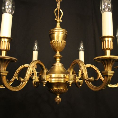 FRENCH GILDED BRONZE 6 LIGHT ANTIQUE CHANDELIER - ADDITIONAL PHOTO 8