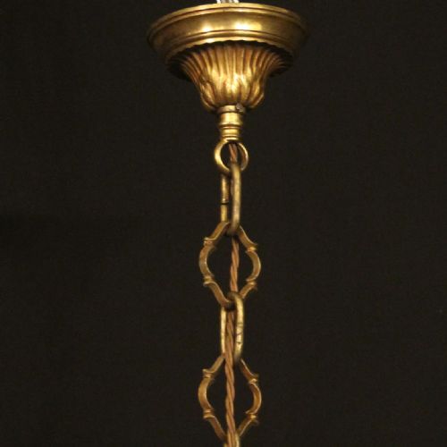 FRENCH GILDED BRONZE 6 LIGHT ANTIQUE CHANDELIER - ADDITIONAL PHOTO 9