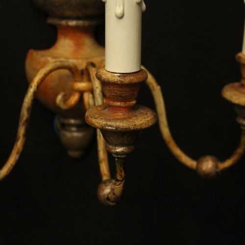 ITALIAN PAIR OF POLYCHROME SILVER GILDED TRIPLE ARM WALL LIGHTS - ADDITIONAL PHOTO 5