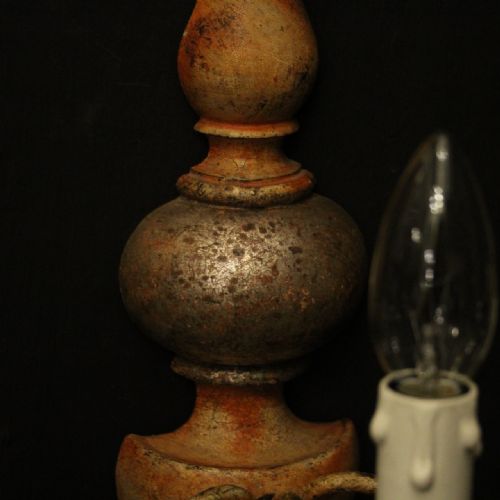ITALIAN PAIR OF POLYCHROME SILVER GILDED TRIPLE ARM WALL LIGHTS - ADDITIONAL PHOTO 8