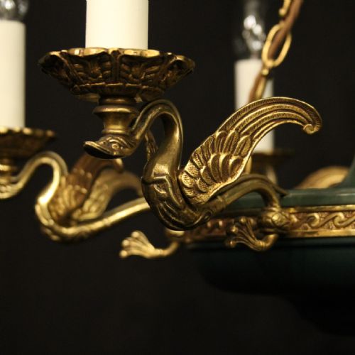 FRENCH GILDED BRASS EMPIRE 6 LIGHT CHANDELIER - ADDITIONAL PHOTO 2